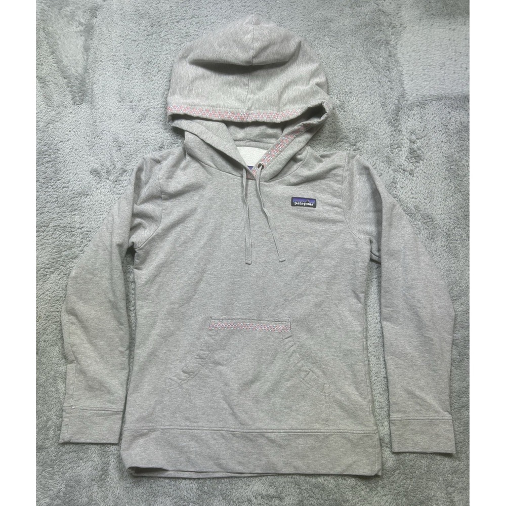 Patagonia Midweight Hooded Monk Sweatshirt Women's S Gray Edge Stitching Outdoor